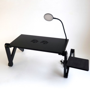 Портативный раскладной столик с лампой и вентилятором